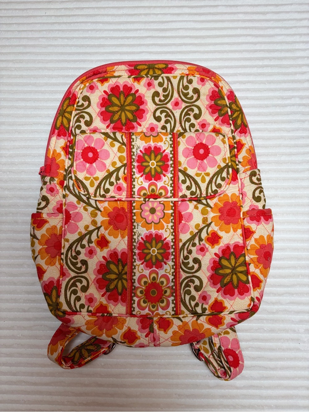 Vera Bradley Pink and Orange Floral Quilted Backpack